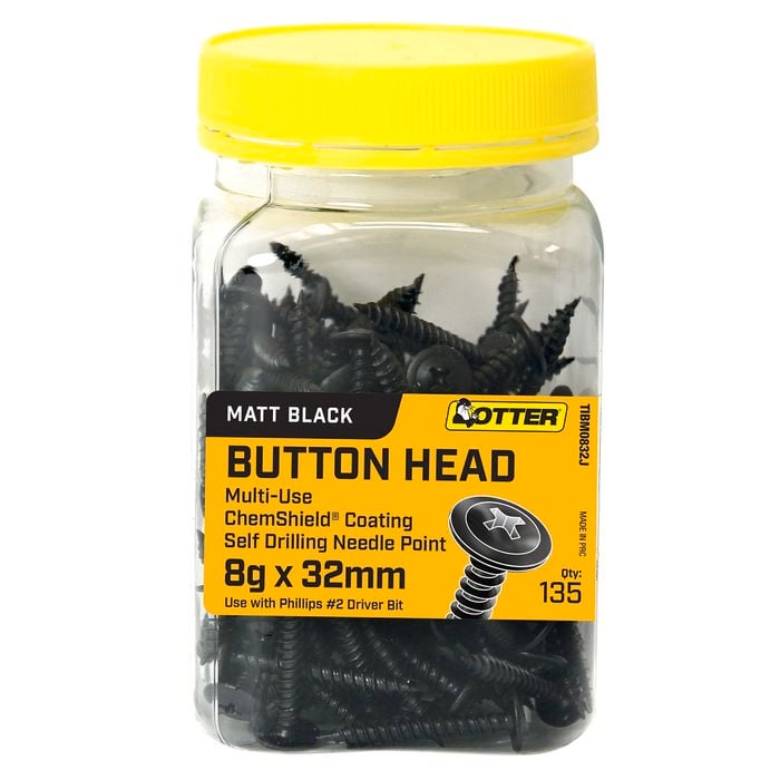 Otter 8g x 32mm Matt Black Button Head Screws - 135 Pack