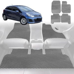6D Diamond Car Floor Mats for Kia Rio (UB)2012-2016-Full Set-Grey-Outback GT