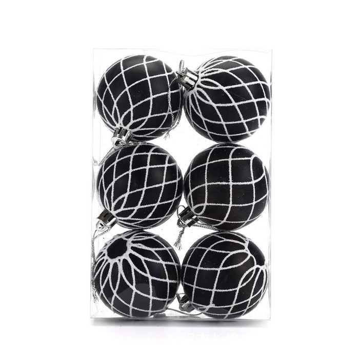 Catzon 6 Pcs Christmas Balls 6CM Shatterproof Plastic Painted Baubles for Xmas Tree Decor-Set8