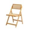 Lauft 1x Foldable Bamboo Wooden Natural Chair W/ Rattan Seat & Backrest