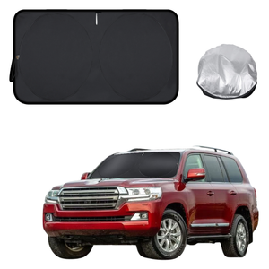 Front Windscreen Sun Shade for Toyota LandCruiser 200 2012 - 2021 (Sahara) - XL 160 x 100 cm - Black