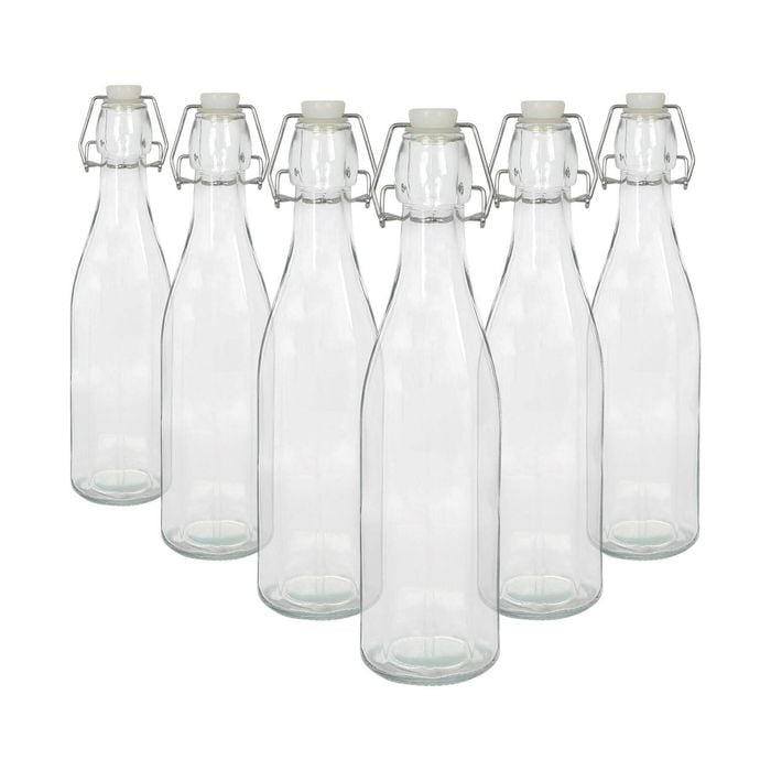 Argon Tableware Glass Bottles with Swing Top - 520ml - Pack of 6