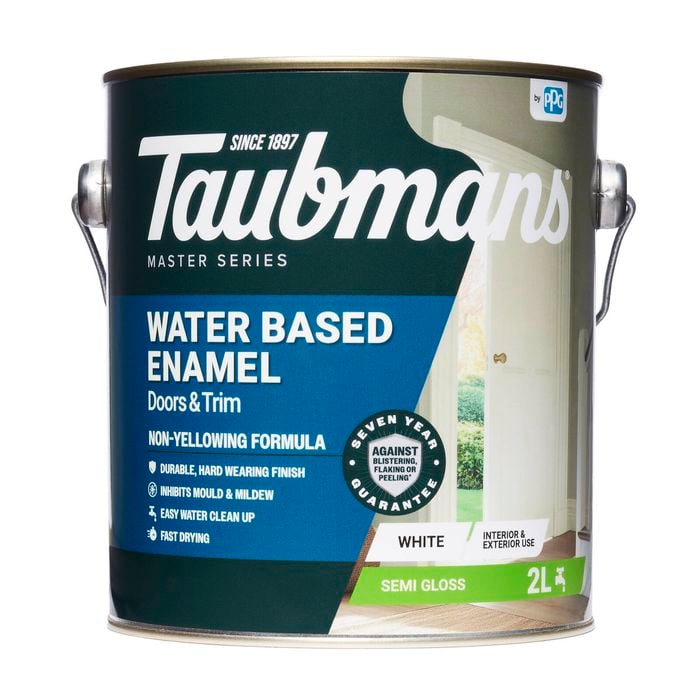 Taubmans 2L White Semi Gloss Water Based Enamel Paint