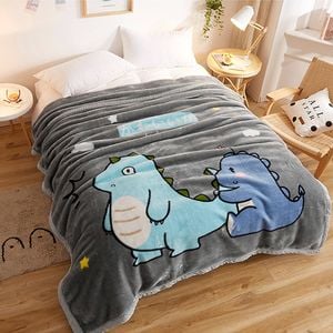 CottonMore Large Ultimate Sherpa Blanket Luxurious Plush Throw Rug 200x230cm - Dino Pattern
