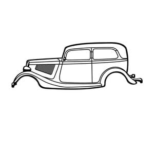 Ignite Laser Ford 1934 Tudor Silhouette Metal Wall Art Rustic Metal 47inch/120cm