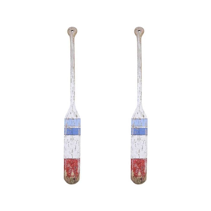 2PK Lavida Oar Rustic Small Home/Office Decor 70x7cm - White/Red