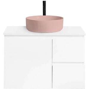 CIBO 750mm White Nordic Wall Hung Bathroom Vanity With Pale Pink Countertop Basin