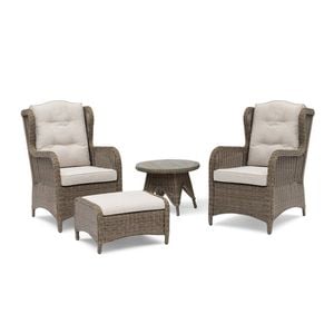 FurnitureOkay Rosebud 4-Piece Wicker Outdoor Balcony Setting - Brown
