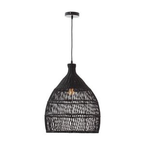 Lexi Lighting Shanen Rattan Pendant Light Black Wicker Shade 205cm Indoor