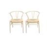 SK Designer Living | Pack of 2 | Replica Hans Wegner Wishbone Chair - Bone White & Natural