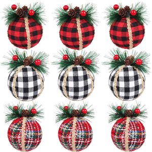 Catzon 9 Pcs Christmas Ball Ornaments 8CM with Pine Cones and Greenery for Xmas Party-Set 11