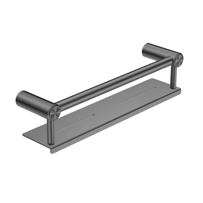 Nero 450mm Gun Metal Mecca Care 25mm Grab Rail with Shelf