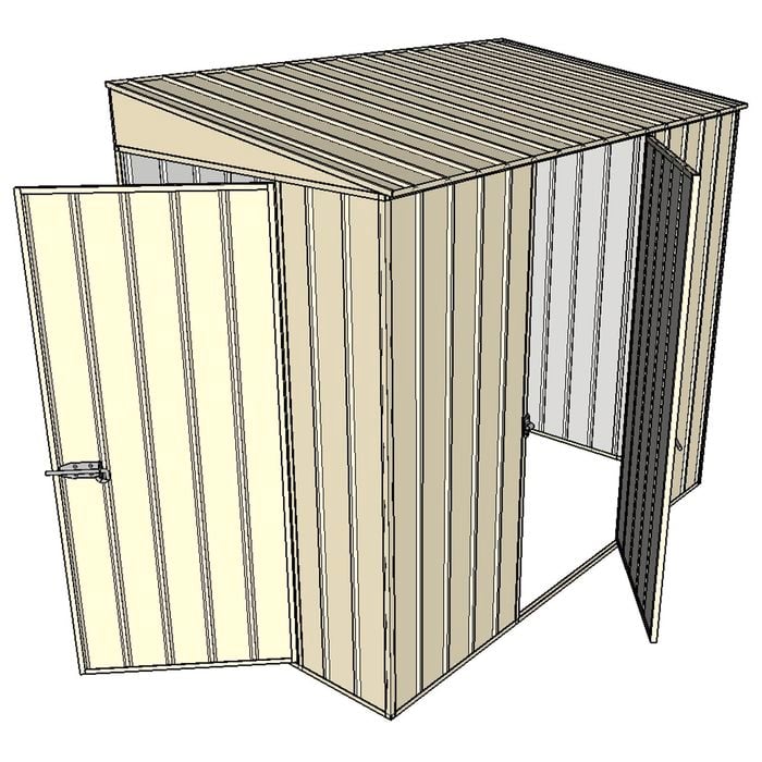 Build-A-Shed 1.2 x 2.3 x 2.0m Tunnel Shed Tunnel Hinged Door with 1 Hinged Side Door - Cream