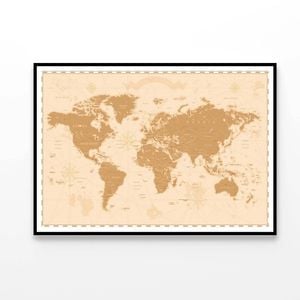 Old Vintage Retro World Map  Print 100% Australian Made 90x60cm  (Poster)