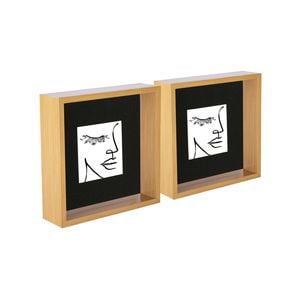 Nicola Spring 3d Deep Box Photo Frames - 8 X 8" With 4 X 4" Mount - Light Wood - Pack Of 2
