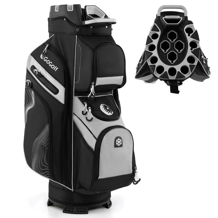 Costway Golf Cart Bag Molded Lock Top Golf Travel Bag Grey