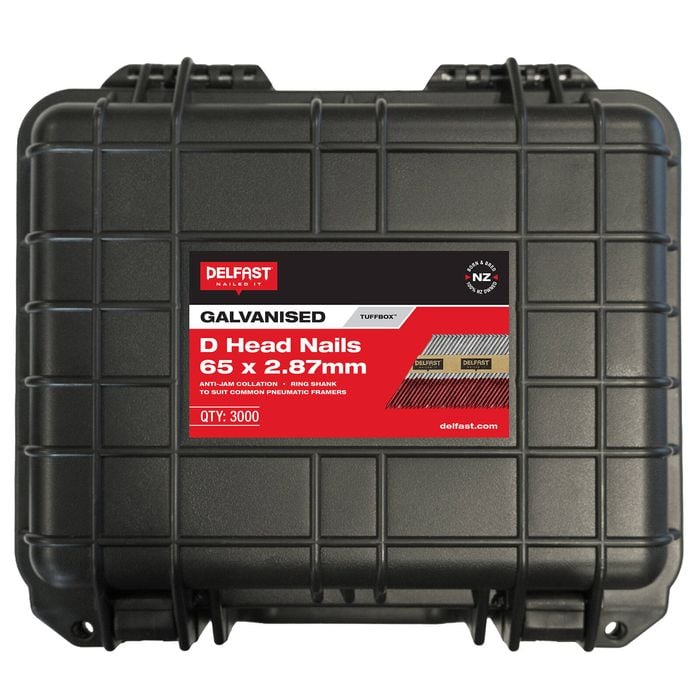 Delfast 65 x 2.87mm Ring Galvanised D-Head Nails In TuffBox - 3000 Pack