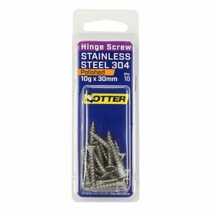 Otter 10 x 30mm Polished Stainless Steel 304 Hinge Screws - 16 Pack