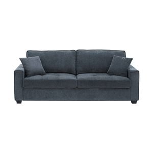 3 Seater Sofa Polyester Fabric Multilayer Two Pillows in Charcoal Colour