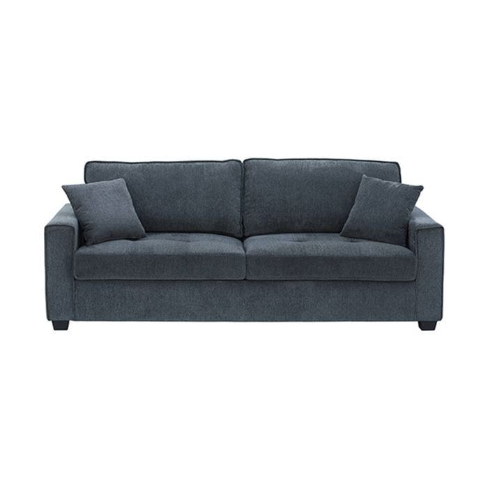 3 Seater Sofa Polyester Fabric Multilayer Two Pillows in Charcoal Colour