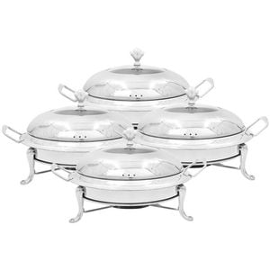 SOGA 4X Stainless Steel Round Buffet Chafing Dishes with Glass Top Lids