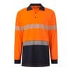 Hard Yakka Men's Orange/Navy Long Sleeve Hi Vis Taped Polo - Size 2XL