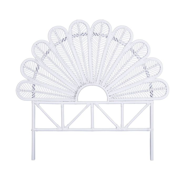 Sunny King Single Rattan Cane Bed Head Headboard White
