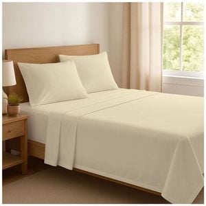 The Lighthouse Washed Cotton Bed Sheet Set With Pillowcase Double Yellow