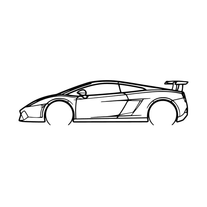 Ignite Laser Lamborghini 2012 Gallardo Silhouette Metal Wall Art Rustic Metal 47inch/120cm