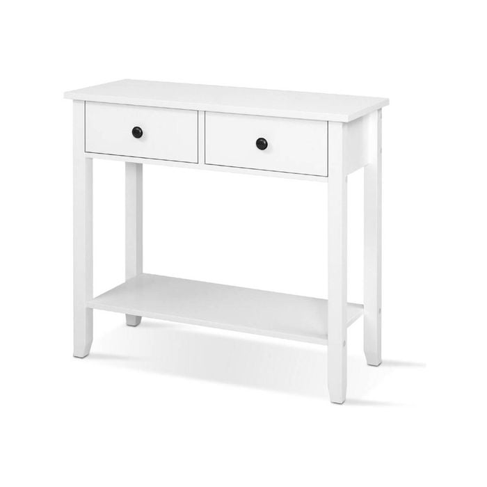 Artiss 2 Drawers Console Table White 80CM