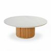 Avila 110cm Flute Round Coffee Table Ceramic Stone Top Natural