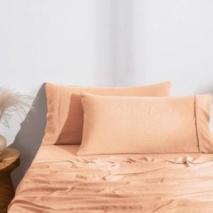 Dreamaker Superfine Washed Microfibre King Pillowcase Twin Pack Peach