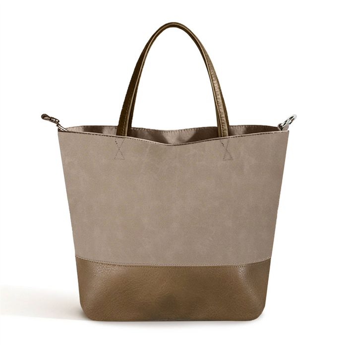 Catzon Travel Tote Bag Soft Leather Large Capacity Bucket Handbags-khaki
