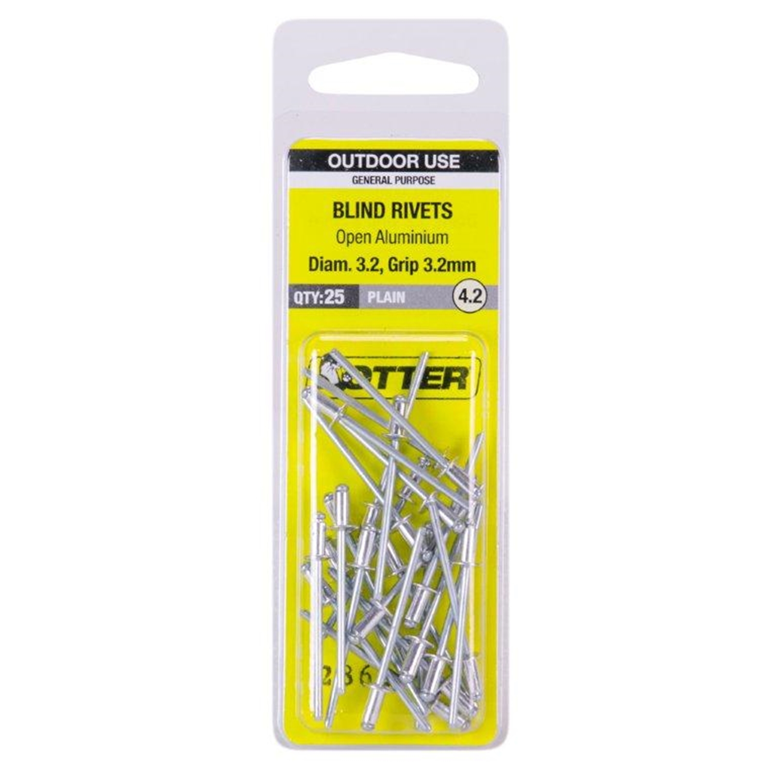 Otter 4.8 x 3.2mm Open Aluminium Blind Rivets - 25 Pack thumbnail 2