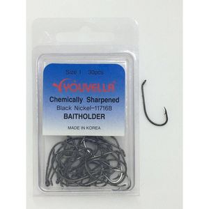 Youvella Baitholder Fishing Hook 30x Value Pack 1/0
