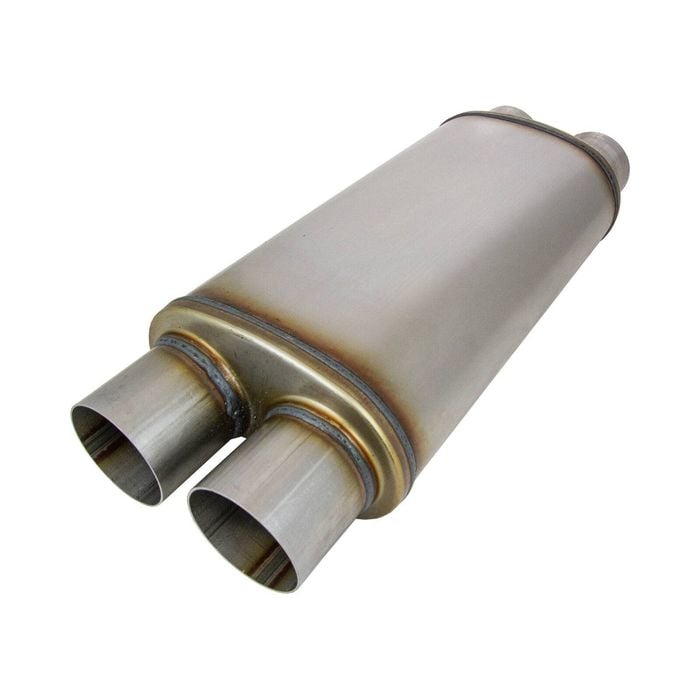 Redback 3" Performance Muffler Twin In/twin Out - 8" X 5" Oval, 16" Long, 409 Ss