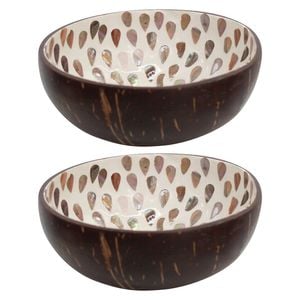 2PK LVD Shell Drop Natural 13cm Decorative Coco MOP Bowl Home Decor Round