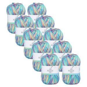 10x Malli 100g Blend Basic Poly/acrylic Bubblegum Multi Colour Knit Yarn