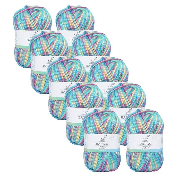 10x Malli 100g Blend Basic Poly/acrylic Bubblegum Multi Colour Knit Yarn