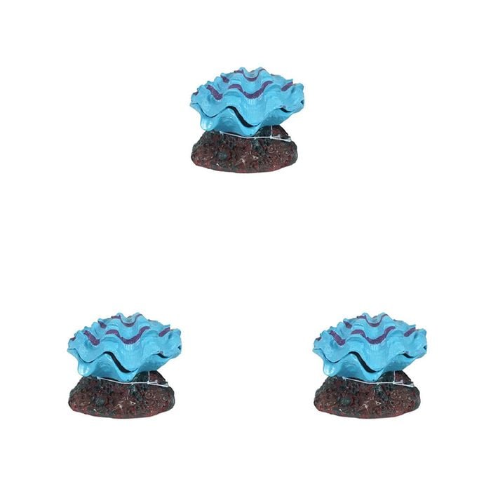 3PK Dudley's World Of Pets Aquarium/Fish Tank Resin Clam Air Decor 9cm