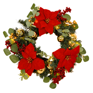 Galah Festive Light Up Poinsettia Wreath