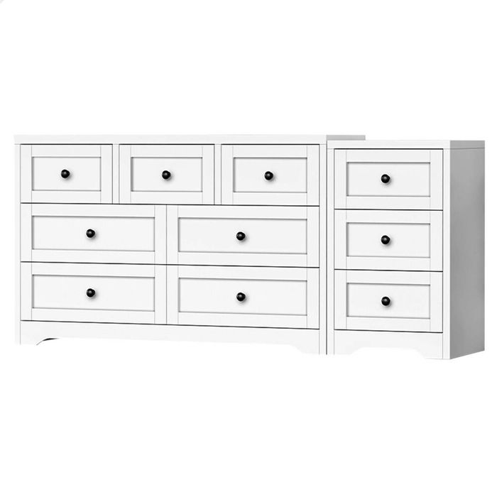 ALFORDSON 7 Chest of Drawers Bedside Table Set White