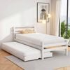 Artiss Bed Frame Single Size 2-in-1 Trundle Wooden White Avis