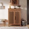 Oakory 5-tier Shoe Cabinet With Adjustable Shelves, Louvered Doors And Top Drawer In Rustic Brown