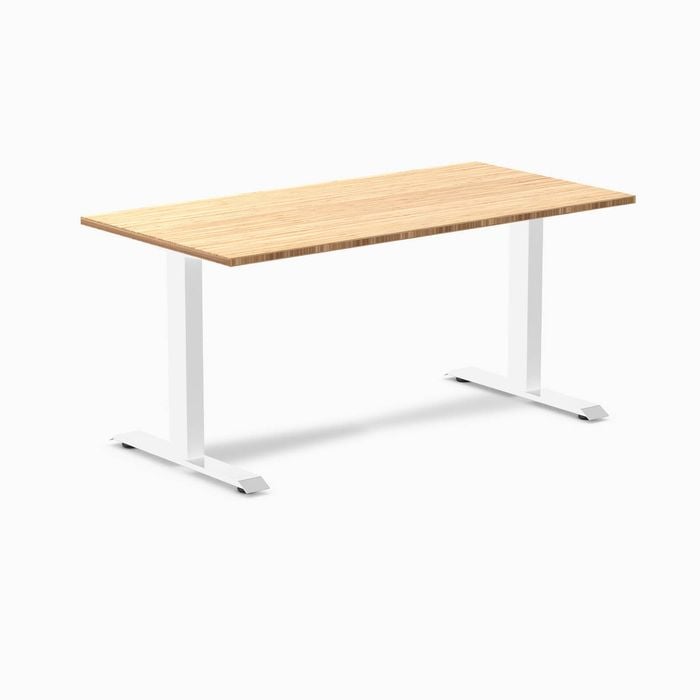 Desky Fixed Height Bamboo Desk 1500x750mm White Leg