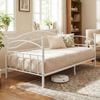 Costway Metal Day Bed Frame Single 190x92cm Sofa Classic Headboard White