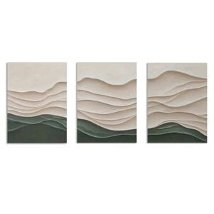 3pcs Abstract Geometric Wave Neutral Tones Print 100% Australian Made 3 x 40x60cm (Metal Print)