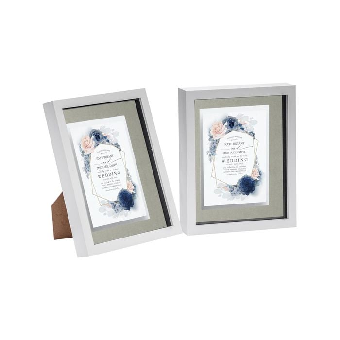 Nicola Spring 8" x 10" White 3D Box Photo Frames - 5" x 7" Mount - Pack of 2