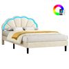 ALFORDSON Bed Frame Queen LED Adjustable Headboard Beige