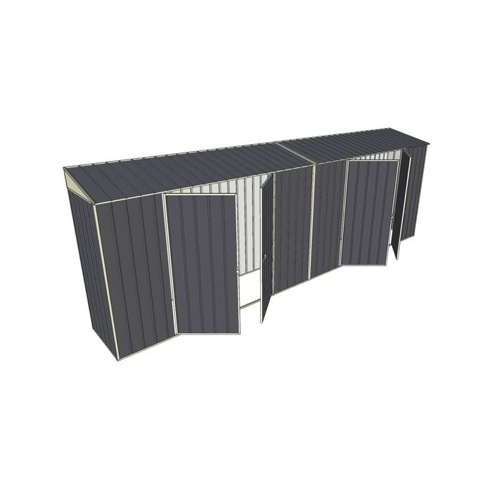 Build-a-Shed 0.8 x 6 x 2m Skillion Shed with Dual Double Hinged Side Doors - Grey